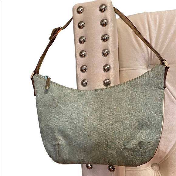Authentic vintage Gucci bag light blue with gold metallic threading - Picture 6 of 7